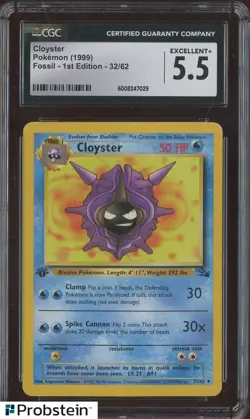 1999 Pokemon Fossil 1st Edition #32/62 Cloyster CGC 5.5 EX+ - Image 1