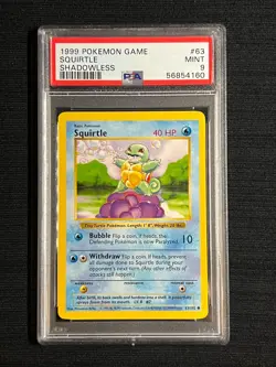 PSA 9 MINT Squirtle 63/102 1999 Pokemon Base Set Shadowless WOTC - Image 1