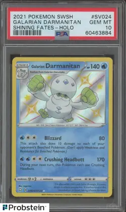 2021 Pokemon SWSH Shining Fates #SV024 Galarian Darmanitan Holo PSA 10 - Image 1
