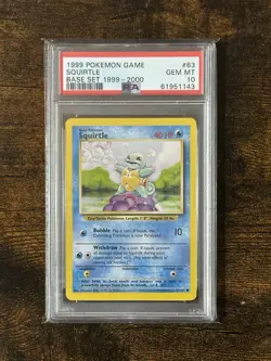 Pokemon Squirtle Base Set Unlimited 1999-2000 63/102 PSA 10 GEM MINT - Image 1