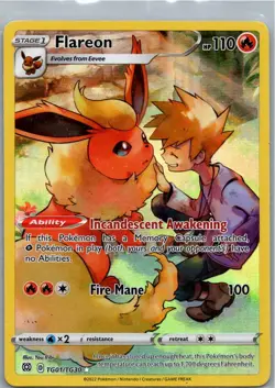 Pokemon Flareon #TG01/TG30 SWSH09: Brilliant Stars Trainer Gallery NM - Image 1