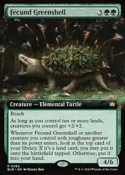 Magic The Gathering MTG FECUND GREENSHELL Extended Art Bloomburrow NM - Image 1