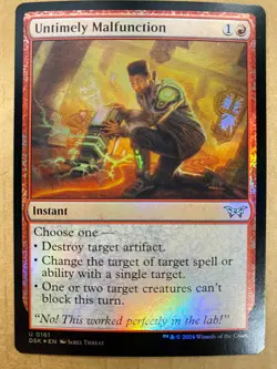 MTG 1x FOIL Untimely Malfunction 161 Duskmourn: House of Horror Magic the x1 NM - Image 1