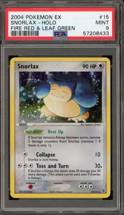 Pokemon Snorlax EX Fire Red & Leaf Green Holo Rare #15 PSA 9 Mint - Image 1