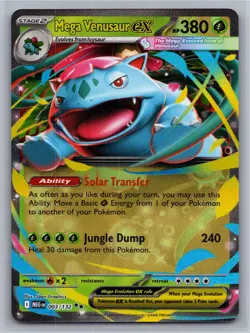 Mega Venusaur ex 003/132 Double Rare Mega Evolution Pokemon Holo Near Mint - Image 1