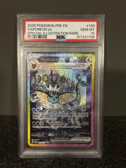 2025 Vaporeon ex 149/131 SIR Prismatic Evolutions PSA 10 - Image 1
