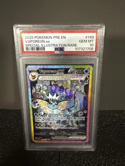 2025 Vaporeon ex 149/131 SIR Prismatic Evolutions PSA 10 - Image 2