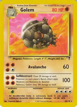 Golem 24/110 Rare Legendary Collection Pokemon Lightly Played - Image 1