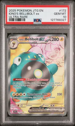 2025 Pokemon JTG #172 Iono’s Bellibolt ex PSA 10 GEM MINT – Ultra Rare – Iono Ar - Image 1