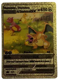 Charmander,Charmeleon,Charizard GX Gold Foil Pokemon Card 450hp 90-500dmg - Image 1