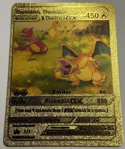 Charmander,Charmeleon,Charizard GX Gold Foil Pokemon Card 450hp 90-500dmg - Image 2