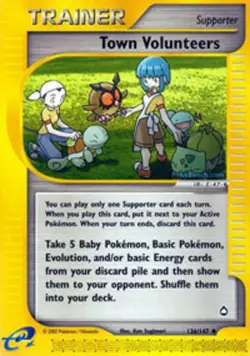 Moderately Played Town Volunteers - 136/147 - Uncommon Pokemon Aquapolis - Image 1