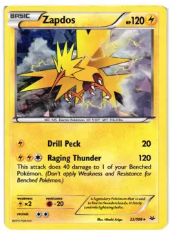 Pokemon TCG XY Roaring Skies 23/108 Zapdos Cracked Ice Holo LP/MP - Image 1