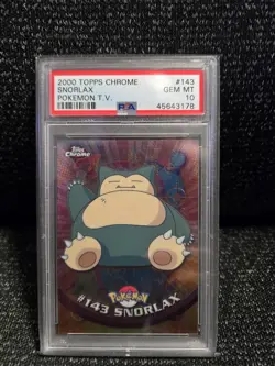 PSA 10 2000 Pokemon Game Topps Chrome Snorlax TV Rare Base Series 2 GEM MINT 143 - Image 1