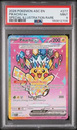 2026 POKEMON ASC EN-ASCENDED HEROES SPECIAL ILLUSTRATION RARE PIKACHU EX PSA 9 - Image 1