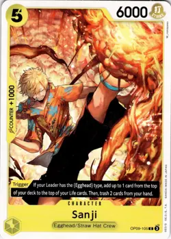 Sanji (105) OP09-105 Common Emperors in the New World One Piece Near Mint - Image 1