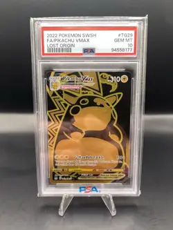 2002 Pokemon Lost Origin Full Art Pikachu VMax #TG29 PSA 10 - Image 1