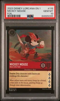 2023 Mickey Mouse Brave Little Tailor FOIL #115 PSA 10 Gem Mint Disney Lorcana - Image 1