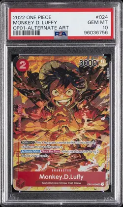 2022 ONE PIECE OP01-ROMANCE DAWN ALTERNATE ART #024 MONKEY D. LUFFY PSA 10 - Image 1