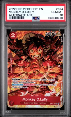 2022 ONE PIECE OP01-ROMANCE DAWN ALTERNATE ART #024 MONKEY D. LUFFY PSA 10 - Image 1