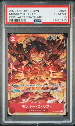 2022 ONE PIECE JPN OP01-ROMANCE DAWN ALTERNATE ART #024 MONKEY D. LUFFY PSA 10 - Image 1