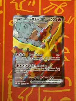 POKEMON TCG TEAM ROCKET'S MOLTRES EX 208/182 FULL ART HOLO NM DESTINED RIVALS - Image 1