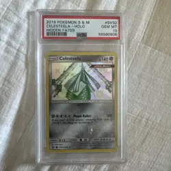 2019 POKEMON SUN & MOON HIDDEN FATES #SV32 CELESTEELA-HOLO PSA 10 - Image 1