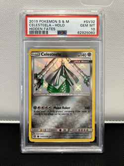 2019 POKEMON SUN & MOON HIDDEN FATES #SV32 CELESTEELA-HOLO PSA 10 - Image 1