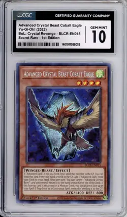 CGC 10 GEM MINT Yu-Gi-Oh! Advanced Crystal Beast Secret Rare BLCR-EN015 - Image 1