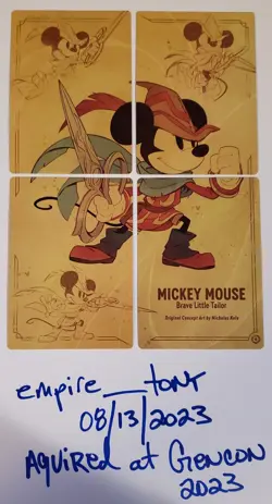 Disney Lorcana TCG MICKEY MOUSE Brave Little Tailor 4 Card Puzzle Token Inserts - Image 1