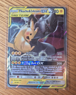 Pokemon TCG Pikachu & Zekrom GX TAG TEAM Holo 33/181 Sun & Moon Team Up NM - Image 1