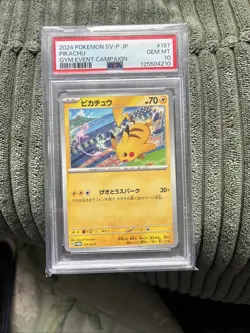 PSA 10 Pikachu 197/SV-P Promo Gym Event Campaign Pokemon Card Japanese 2024 GM - Image 1