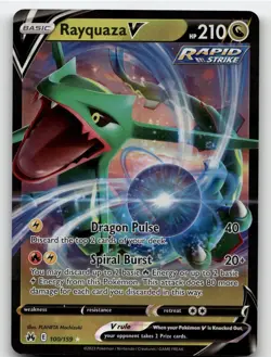 RAYQUAZA V 100/159 V RARE CROWN ZENITH POKEMON NEAR MINT - Image 1