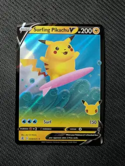 Surfing Pikachu V 008/025 Holo V Rare Celebrations Pokemon Near Mint - Image 1