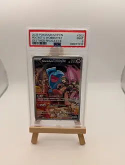 2025 POKEMON SVP EN-SV BLACK STAR PROMO #203 TEAM ROCKET'S WOBBUFFET PSA 9 - Image 1