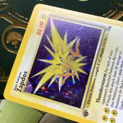 Pokemon 1999 Zapdos Fossil 1st Edition Error Corner 15/62 Holo Rare English - Image 4