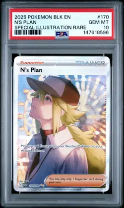 2025 POKEMON BLK EN-BLACK BOLT SPECIAL ILLUSTRATION RARE #170 N'S PLAN PSA 10 - Image 1