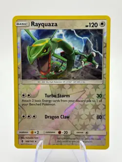 Pokemon TCG Sun Moon Guardians Rising - Rayquaza 106/145 Rare Reverse Holo MP - Image 1