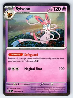 SYLVEON 040/131 HOLO RARE PRISMATIC EVOLUTIONS POKEMON REVERSE HOLO NEAR MINT - Image 1
