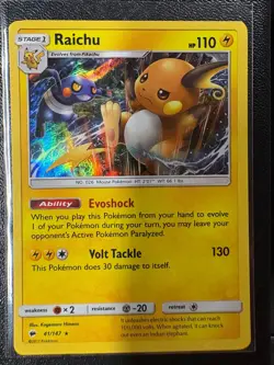 Raichu 41/147 Holo Rare Burning Shadows Pokemon Near Mint - Image 1