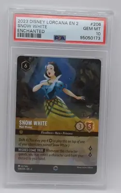 DISNEY LORCANA RISE OF THE FLOODBORN SNOW WHITE WELL WISHER ENCHANTED Psa 10 - Image 1