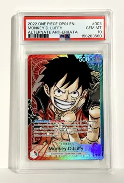 cly812 2022 One Piece Romance Dawn Monkey.D.Luffy Alternate Art Errata PSA 10 - Image 1