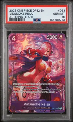 2025 ONE PIECE OP12-LEGACY OF THE MASTER ALTERNATE ART VINSMOKE REIJU PSA 10 - Image 1