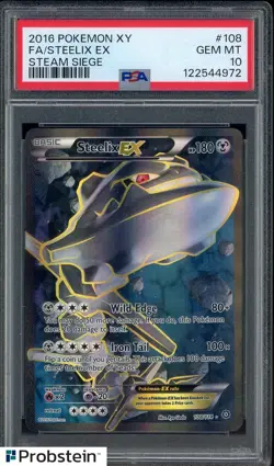 2016 Pokemon XY Steam Siege #108 FA Steelix EX PSA 10 GEM MINT - Image 1