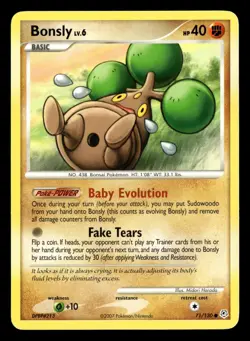 Bonsly 71/130 Common Diamond & Pearl Pokemon Card - Image 2