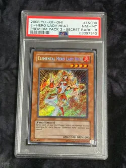 PSA 8 NM-MT Elemental Hero Lady Heat PP02-EN008 Secret Rare *7943 Yugioh - Image 1
