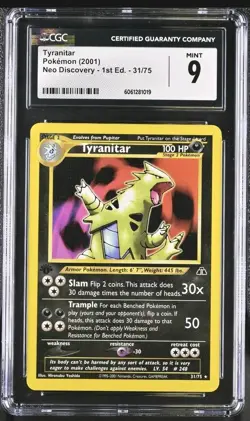 Tyranitar 31/75 - Pokemon Neo Discovery - 1st Ed. CGC 9 MINT - Image 1