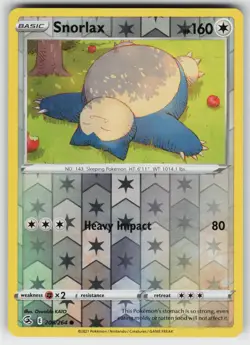 Snorlax 206 Reverse Holo 264 C Fusion Strike LP Pokemon - Image 1