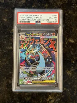 Pokemon TCG: 2025 MEP EN-ME UPC BLACK STAR PROMO #023 MEGA CHARIZARD X ex PSA 10 - Image 1
