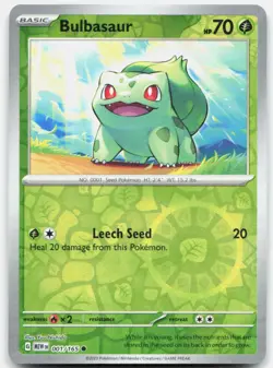 Bulbasaur 001/165 Common 151 Pokemon Reverse Holo Near Mint - Image 1